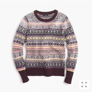 J.Crew Sequin Fair Isle Nordic 100% Lambswool